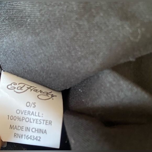 Ed Hardy Faux Black Fur Print Bucket Hat - Picture 5 of 5